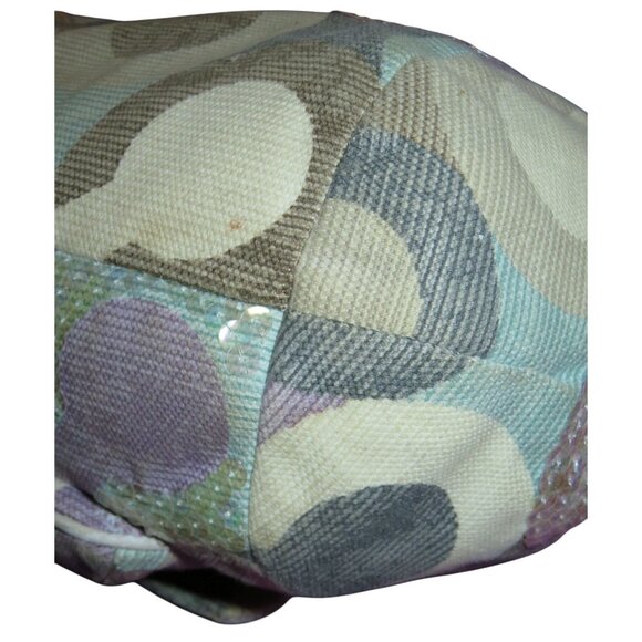 Coach 2010 Kristin Op Art Sequined Canvas & leather Crossbody Satchel Hobo - Picture 9 of 13